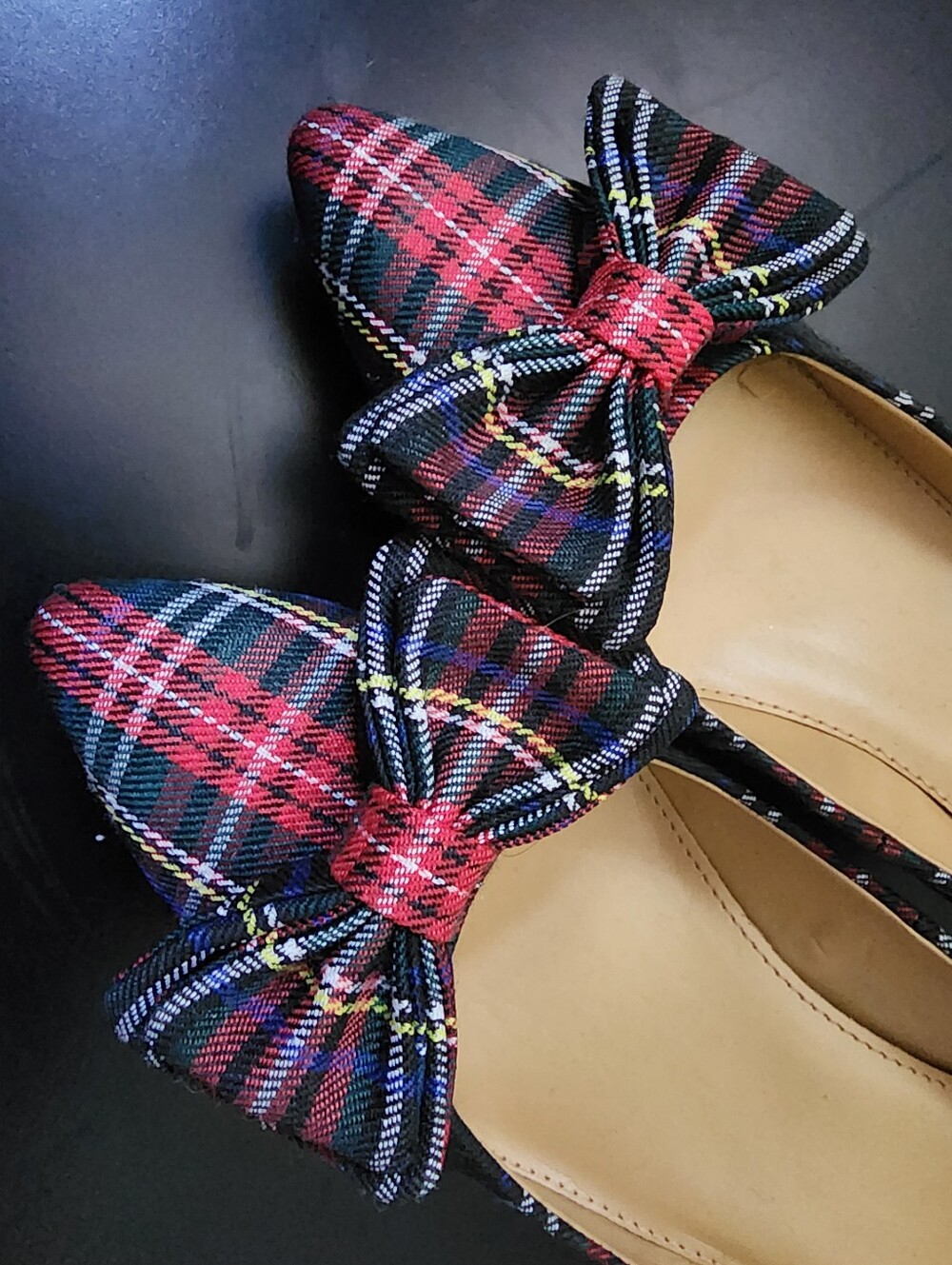 J. Crew Plaid Bow Pointed Toe Women's Flats - Red Multi Size 7